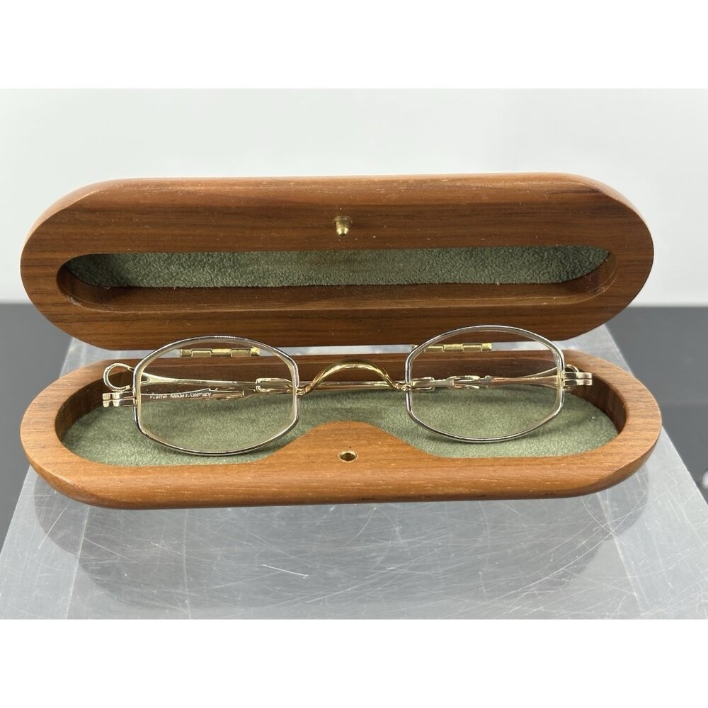 Lunor I02 gold-plated Made In Germany telescopic temples Wooden Case (C8-12)